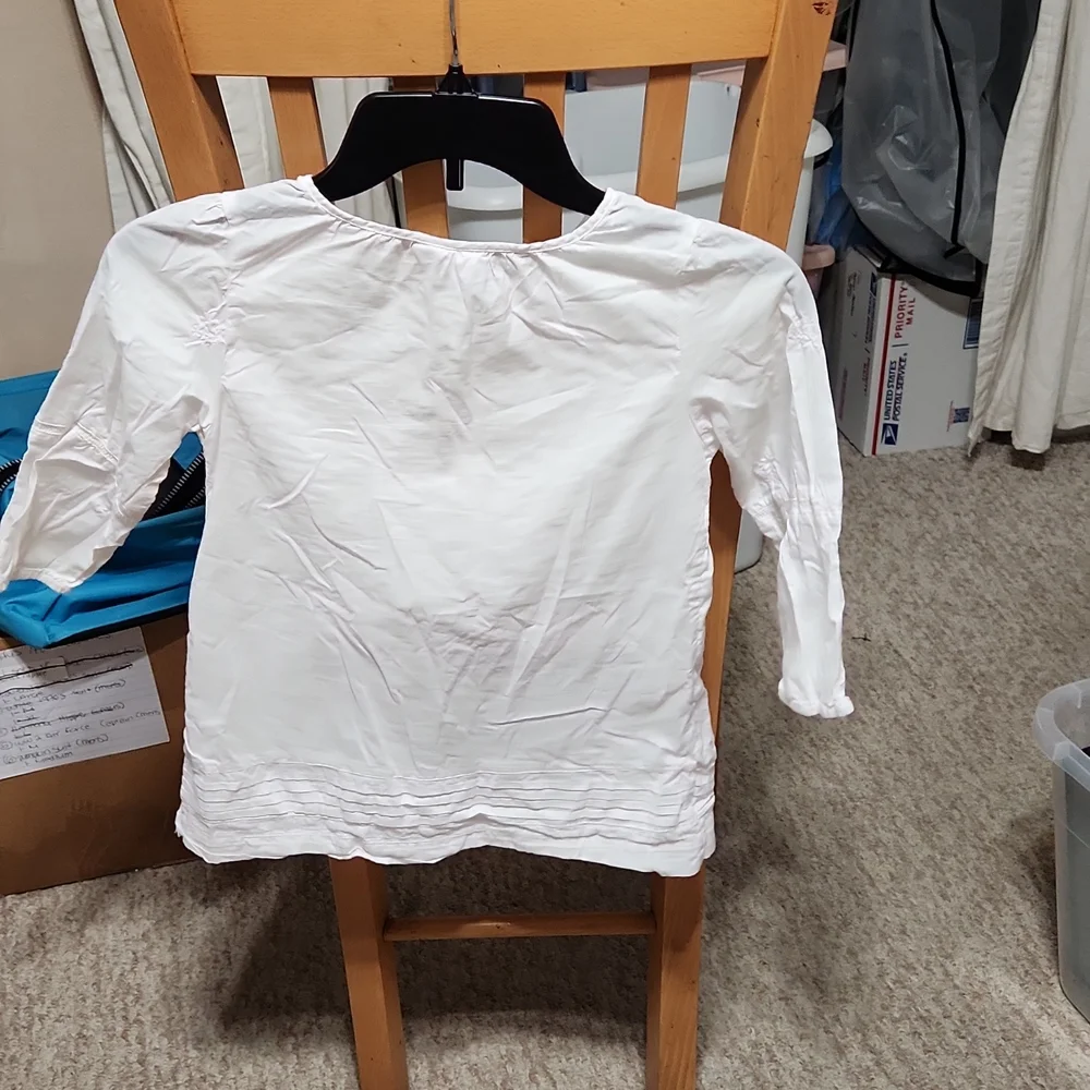 ☀️The Children's Place Quarter Sleeve White Blouse 7/8 Girls